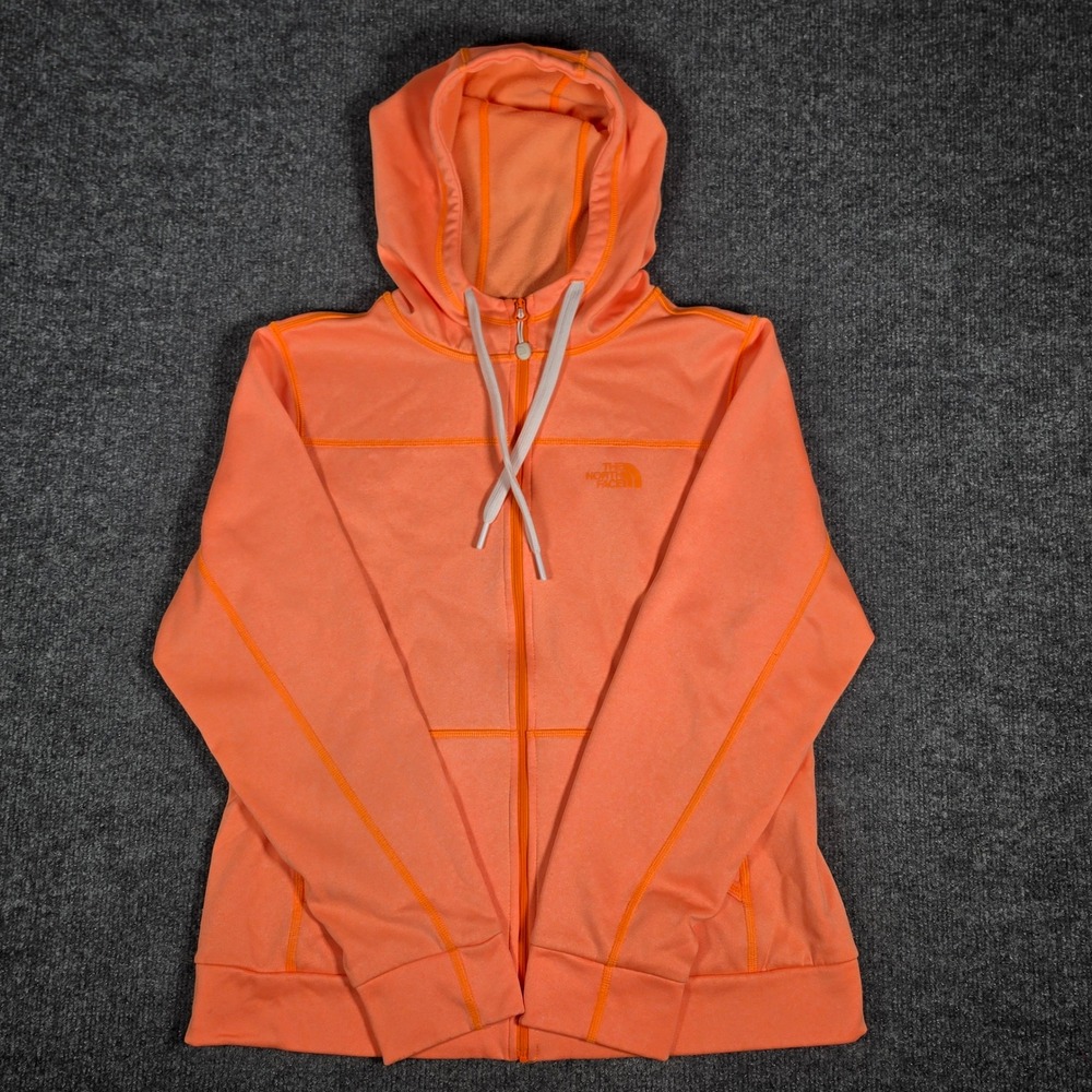 The North Face Womens Orange Full Zip Hooded Fleece Jacket LT 647783 Size M
